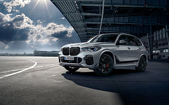 BMW X5, 2019, M Performance, SUV, tuning, new gray X5, german cars, racing track, X5 xDrive40i, BMW, HD wallpaper