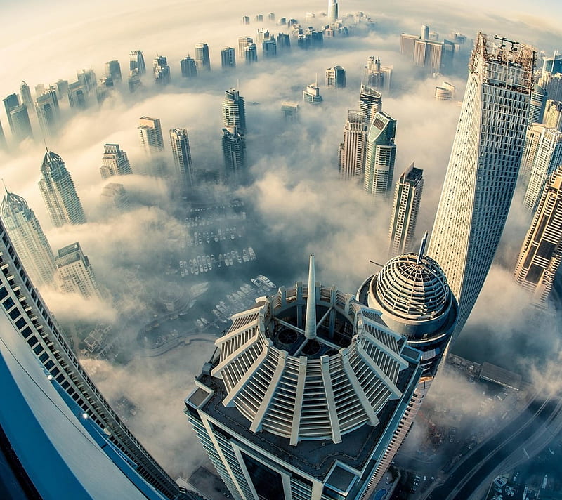 City , aerial, buildings, drone, high, roof, sky, top, HD wallpaper