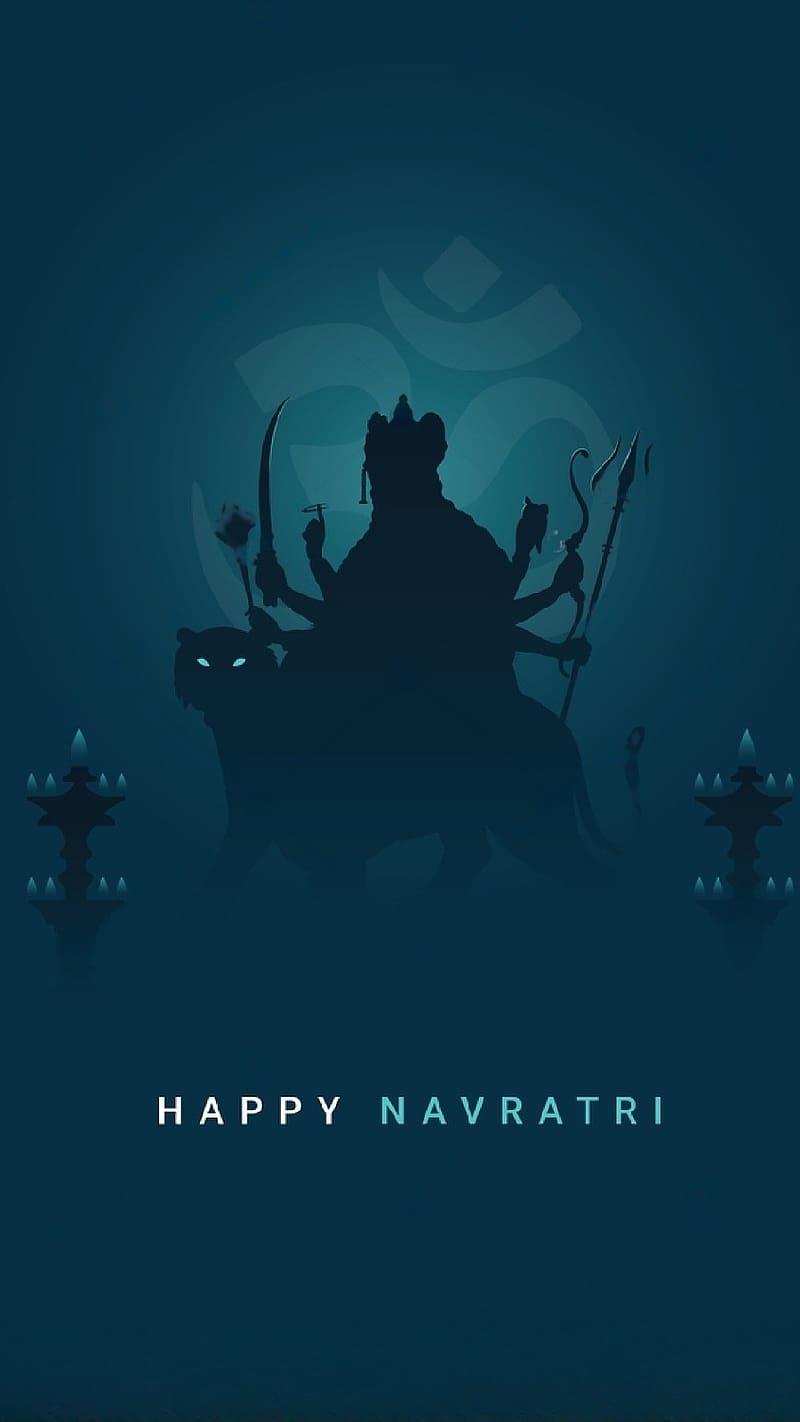 Happy Navratri, Silhouette, devi maa, durga maa, goddess, HD phone wallpaper