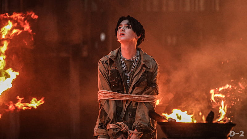 Suga Agust D In Fiery Background BTS, HD wallpaper