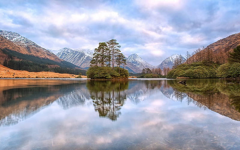 Pure Nature, water, reflection, lake, mountain, graph, scenery, HD wallpaper