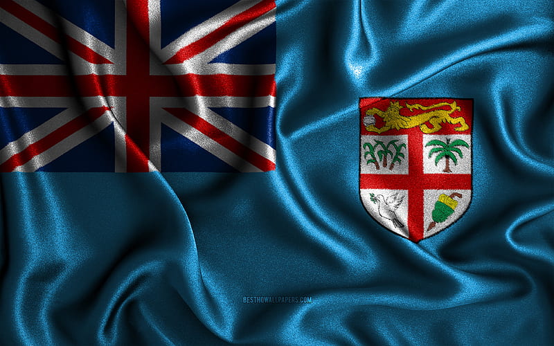 Fiji flag silk wavy flags, Oceanian countries, national symbols, Flag of Fiji, fabric flags, 3D art, Fiji, Oceania, Fiji 3D flag, HD wallpaper