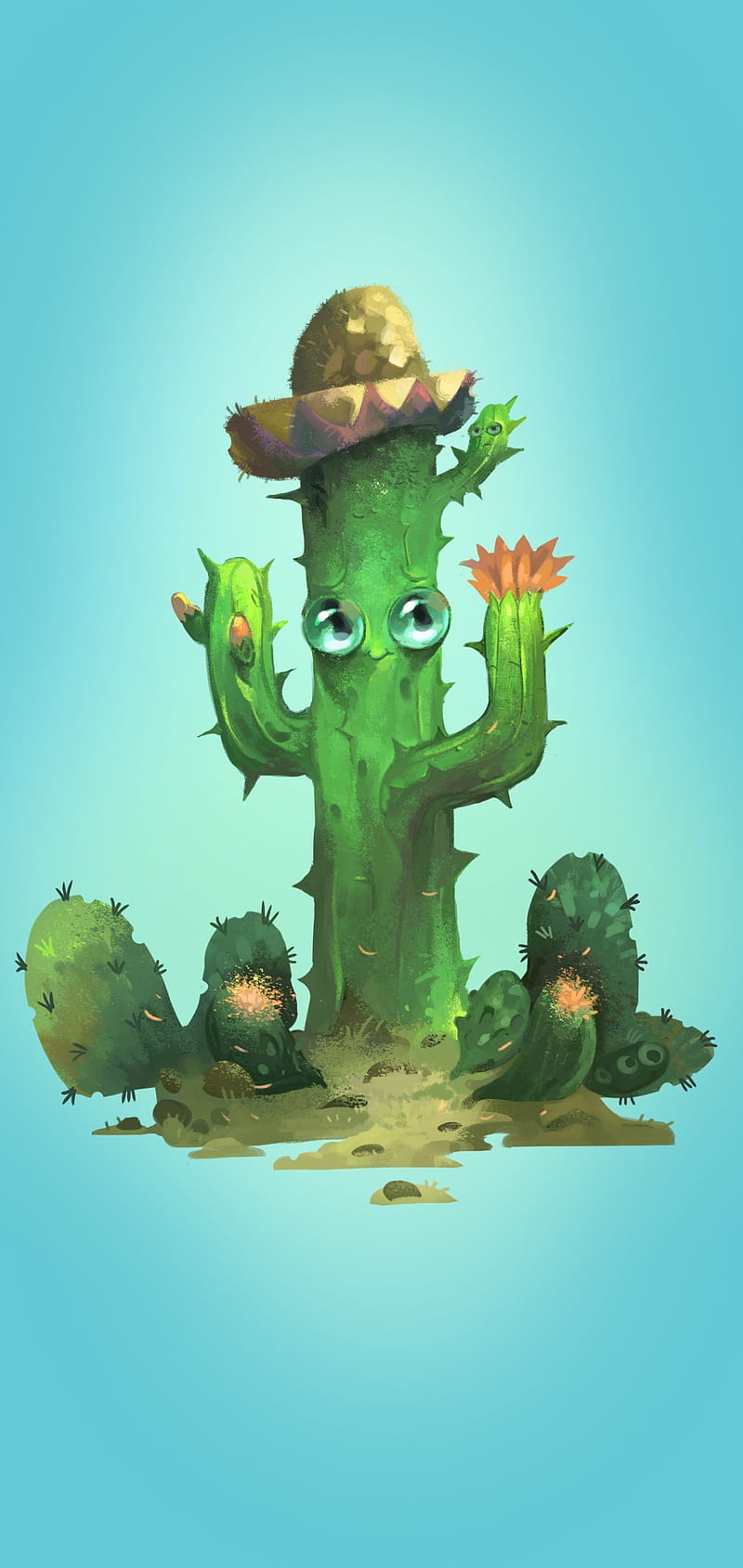 Cactus, animado, anime, desierto, verde, naturaleza, planta, Fondo de  pantalla de teléfono HD | Peakpx