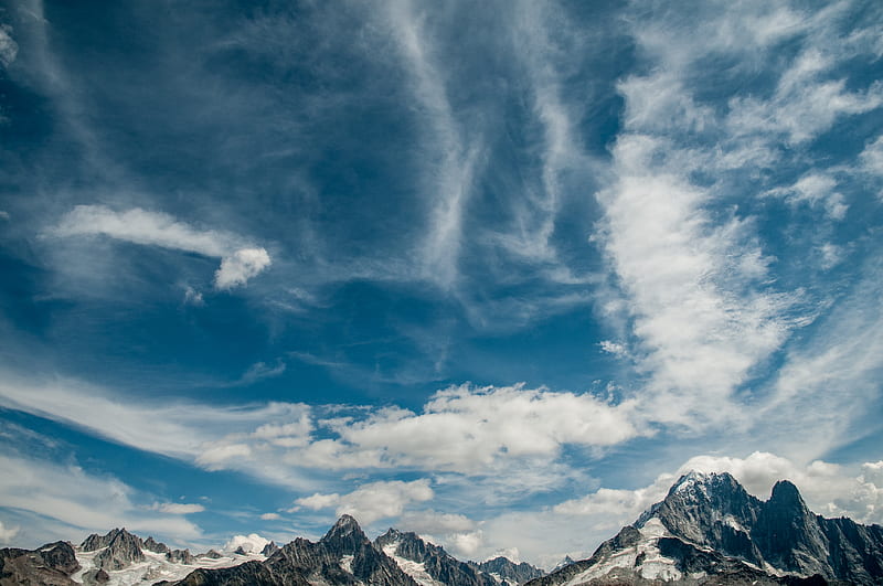 mountain under cirrus clouds during daytime, HD wallpaper