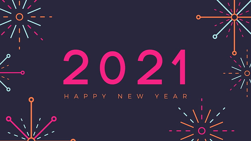 Happy New Year 2021 With Background Of Black And Crackles Happy New Year 2021, HD wallpaper