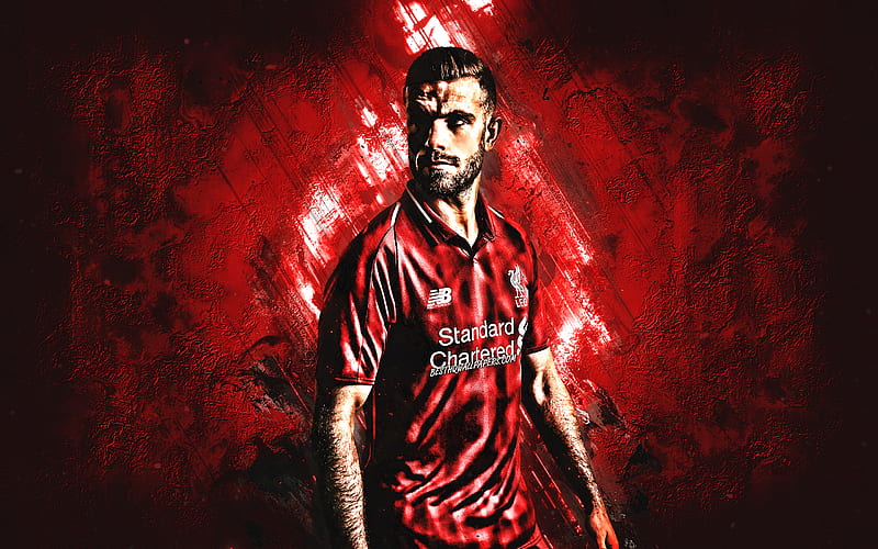 Jordan Henderson, Liverpool FC, English football player, midfielder, portrait, Premier League, England, red stone background, HD wallpaper