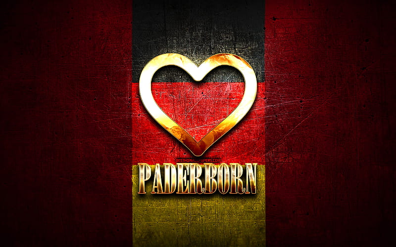 I Love Paderborn, german cities, golden inscription, Germany, golden heart, Paderborn with flag, Paderborn, favorite cities, Love Paderborn, HD wallpaper