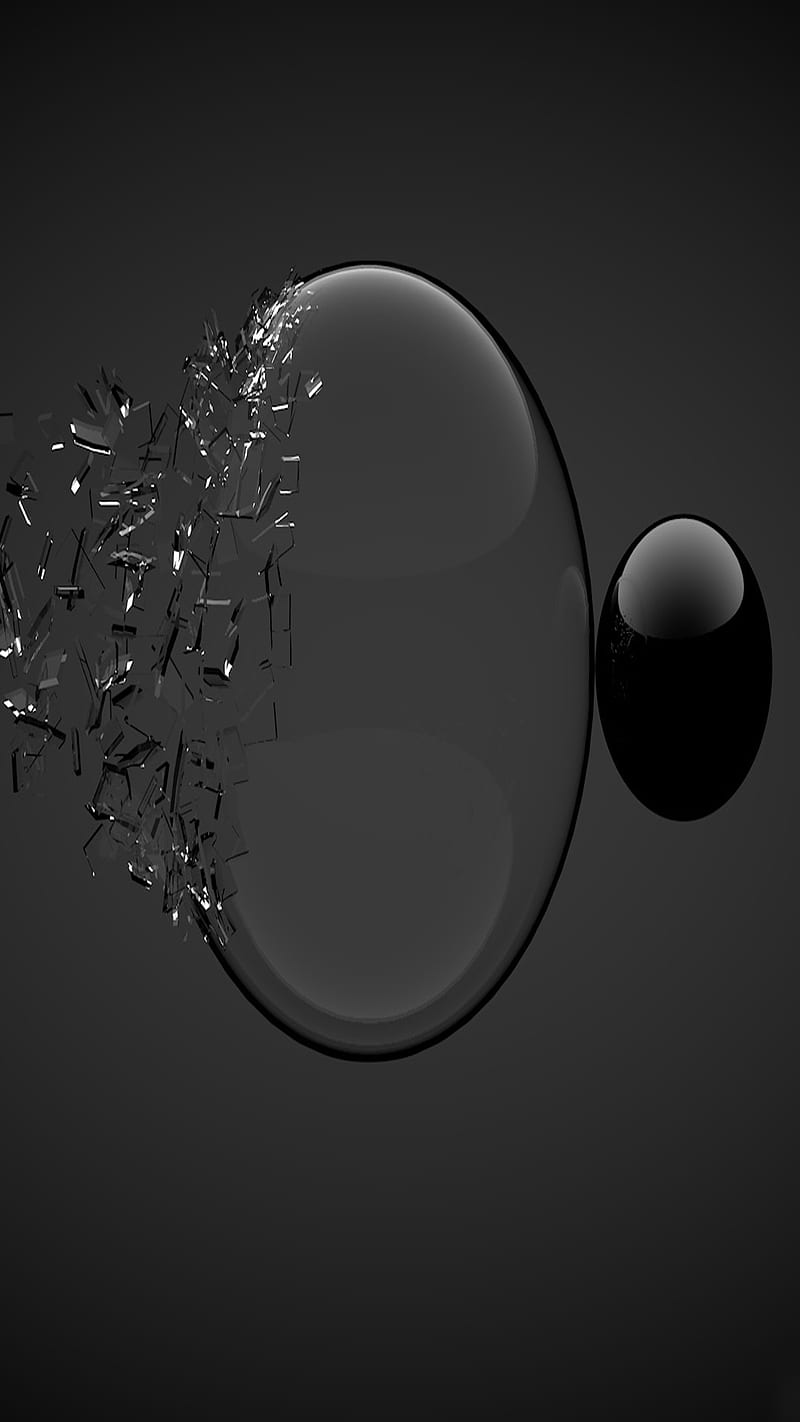 Collision, balls, bubbles, dark, gray scale, HD phone wallpaper