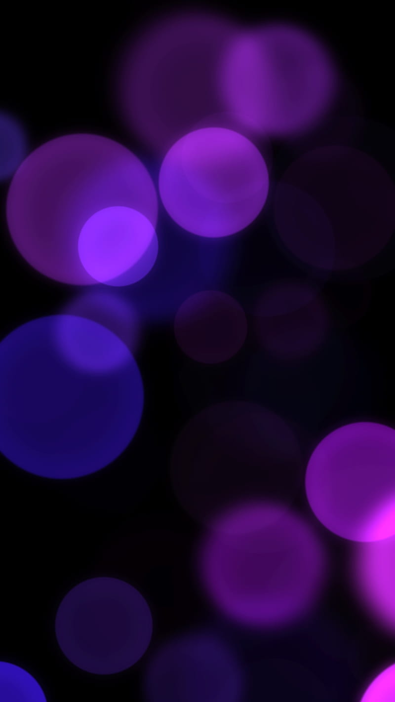 Lights, black, blurry, bokeh, circles, dark, pattern, purple, HD phone wallpaper