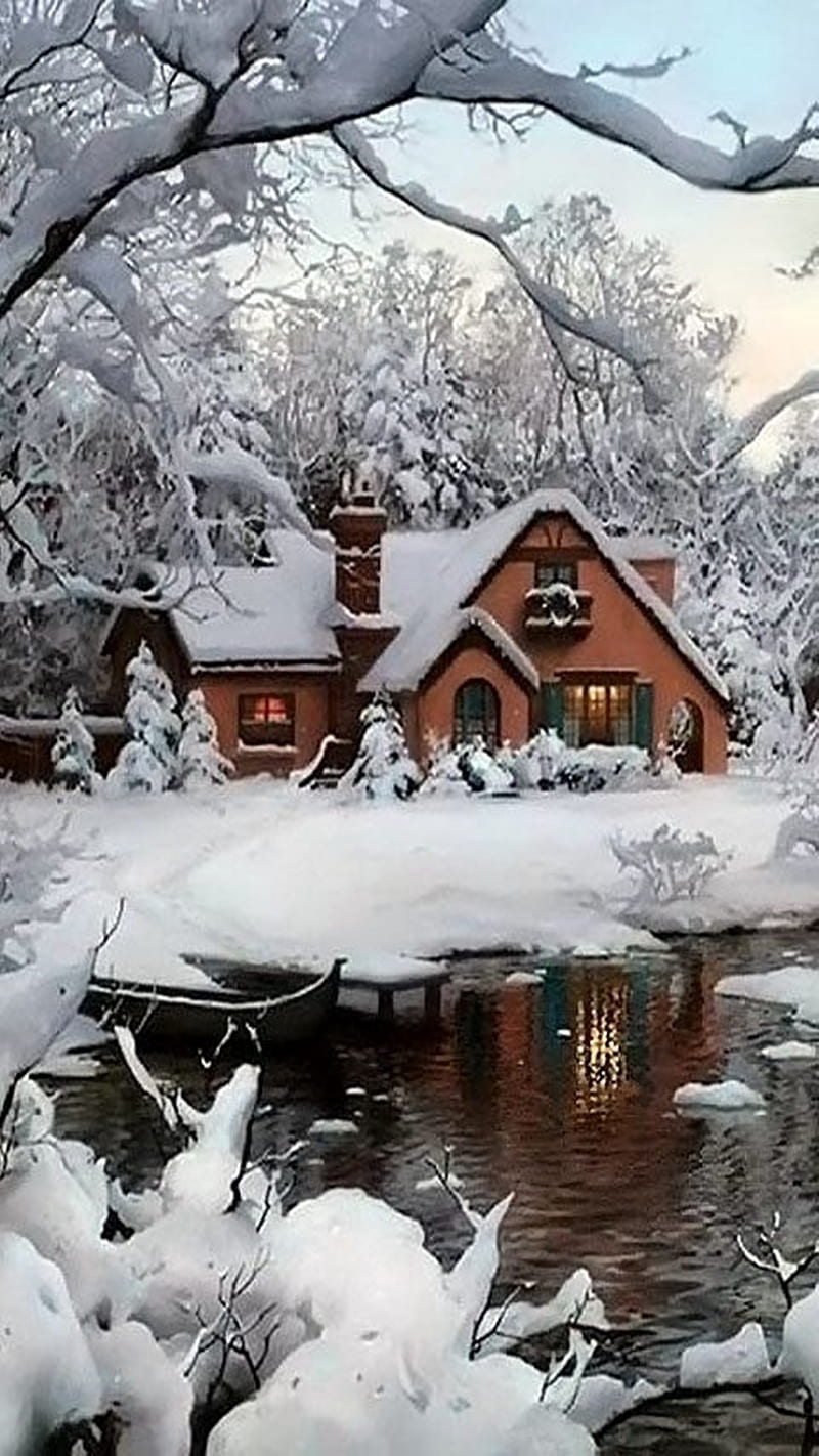 Landscape, snow, HD phone wallpaper