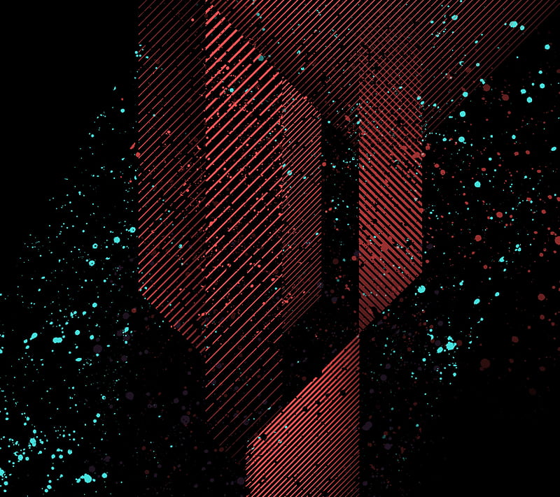 Red Tower, abstract, amoled, art, black, blue, cyber, dark, dots, line, HD wallpaper