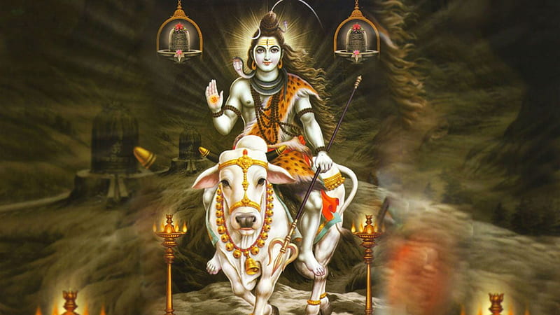 Lord Shiva Sitting On Nandi Shiva, HD wallpaper