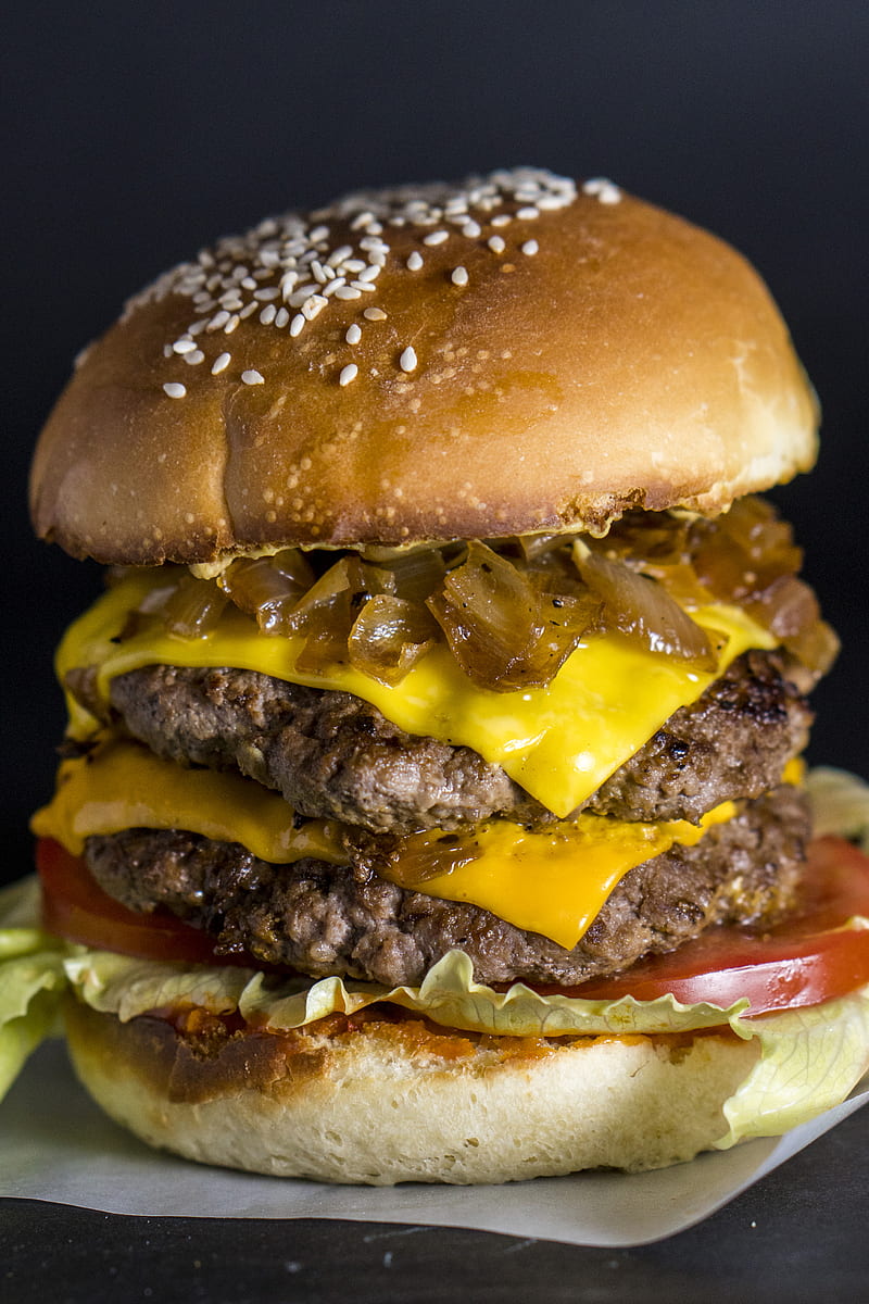 hamburger with cheese and patties, HD phone wallpaper