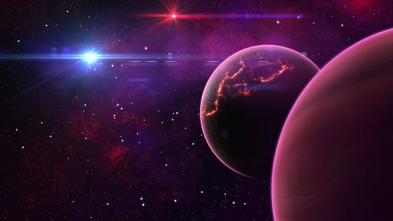 planets, glowing stars, explosion, Space, HD wallpaper