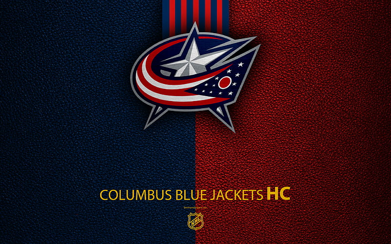 Columbus Blue Jackets, HC hockey team, NHL, leather texture, logo, emblem, National Hockey League, Columbus, Ohio, USA, hockey, Eastern Conference, Metropolitan Division, HD wallpaper