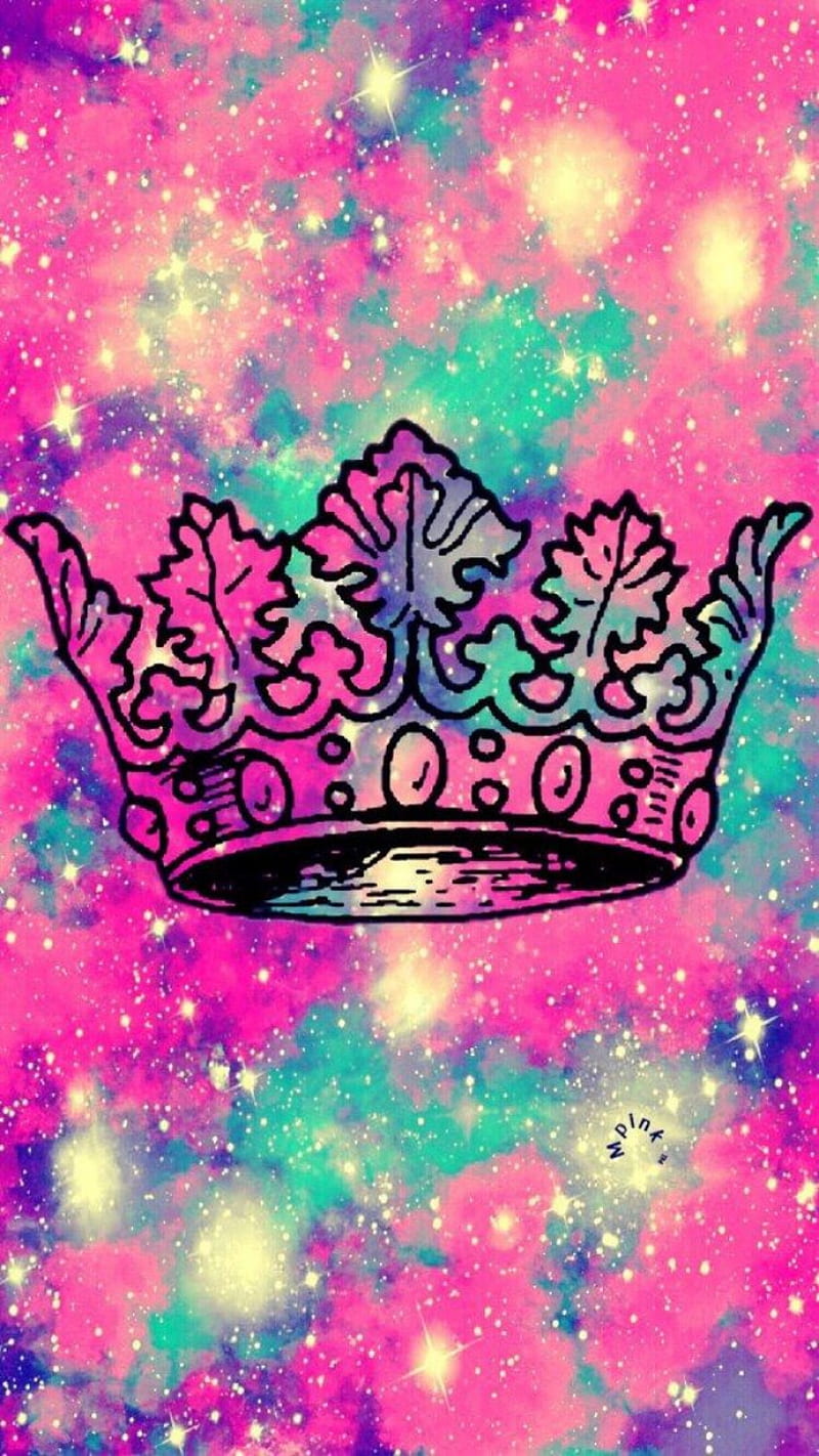 Space sparkle, butterflies, crowns, dream, glitter, princess, tiara, unicorn, HD phone wallpaper