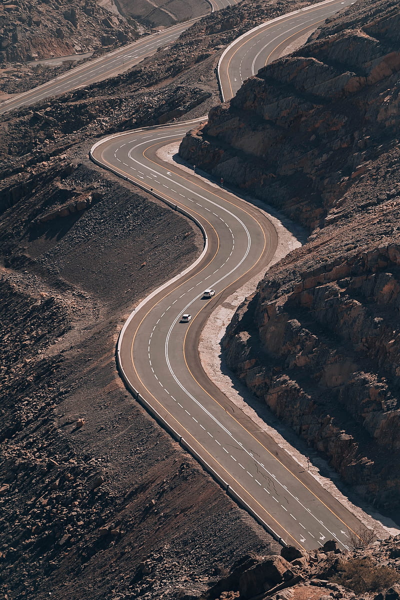 road, aerial view, cars, top view, slope, Others, HD phone wallpaper