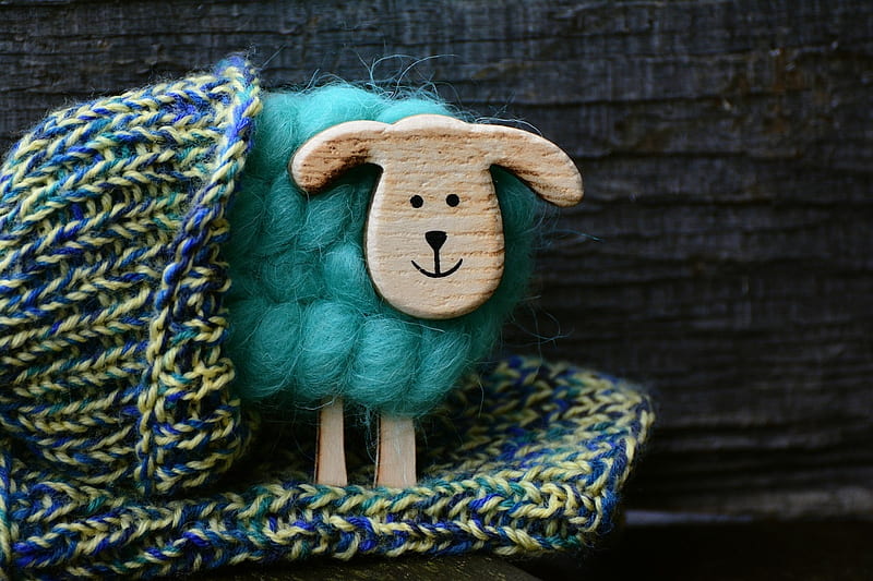 Turquoise Sheep, Wool, Lovely, Turquoise, Art, Sheep, Knitting, Animals, HD wallpaper
