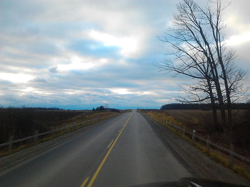 ~~; fair weather blues ;~~, highway, fall, Ontario, clouds, HD wallpaper