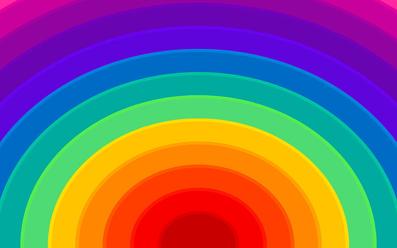 abstract rainbow creative, colorful rings, artwork, colorful backgrounds, material design, rainbow, HD wallpaper