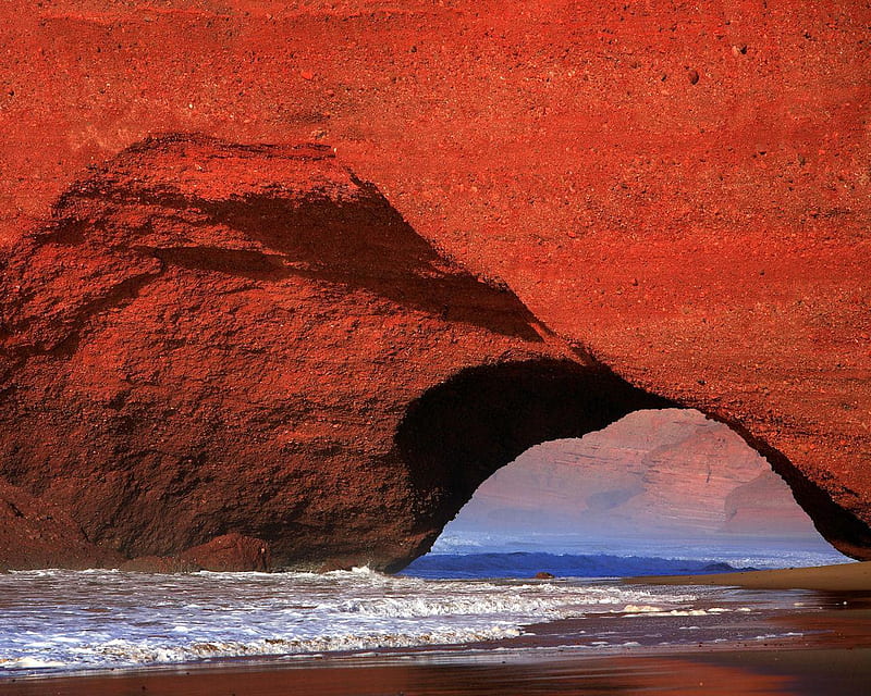 Red Cliffs of El Gezira Morocco, morocco, red, beach, cliffs, rock, orange, elgezira, ocean, HD wallpaper