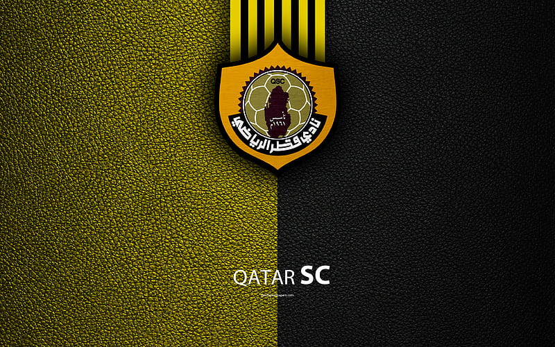 Qatar SC Qatar football club, leather texture, Qatar logo, Qatar Stars League, Doha, Qatar, Premier League, Q-League, HD wallpaper