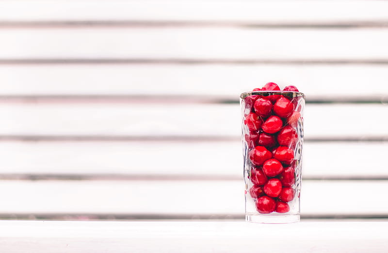 berries, fruit, glass, red, white, HD wallpaper