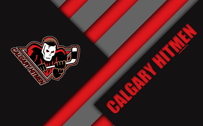 Calgary Hitmen, WHL Canadian Hockey Club, material design, logo, gray black abstraction, Calgary, Alberta, Canada, Western Hockey League, HD wallpaper