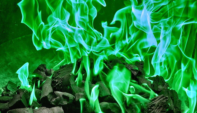 green flame background