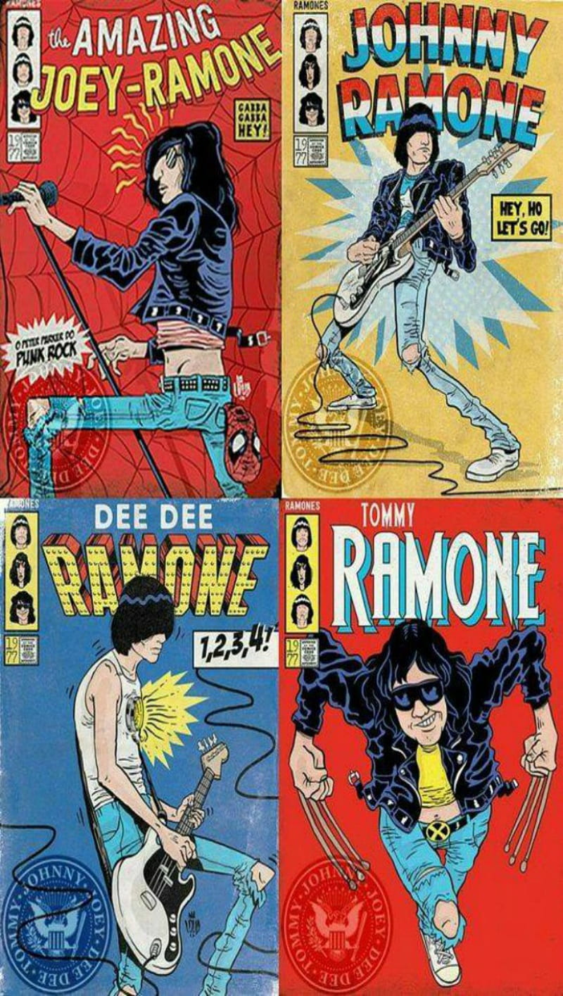 Ramones super heroes, avengers, cbgb, legend, legends, loud, music, punk rock, rock and roll, spider man, HD phone wallpaper
