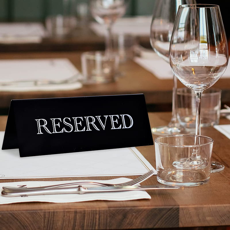 Pieces Acrylic Reserved Table Sign- 7.9 x 2.7 Inches Guest Reservation Table Tent Sign Black Acrylic Reserve Seating Signs with White Letters, Reserved Sign for Wedding Event Restaurant Tabletop, HD phone wallpaper