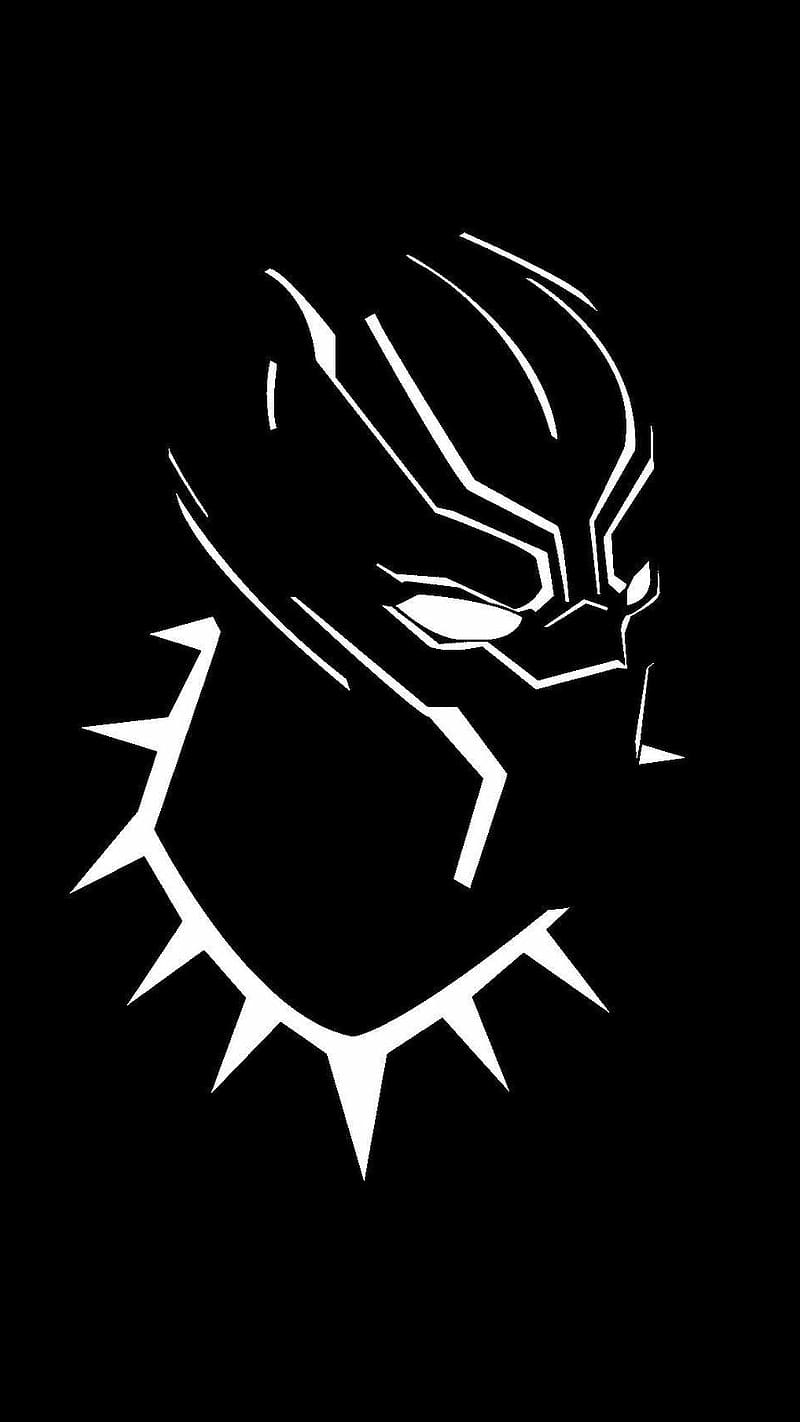 Black Panther White Line Logo, black panther , white, logo, marvel, movie, character, HD phone wallpaper
