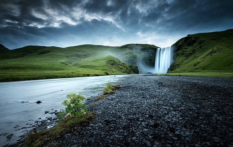 Beautiful Waterfalls, nature, land, sky, waterfalls, HD wallpaper