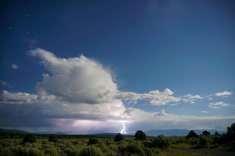 lightning, clouds, thunderstorm, landscape, nature, HD wallpaper