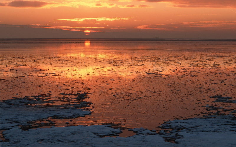45 Germany-Wadden Sea Sunset, HD wallpaper