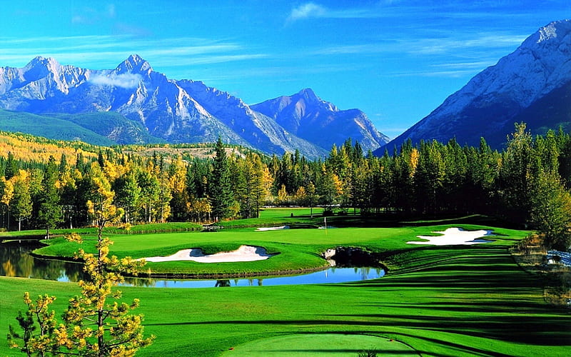Kananaskis Golf Course, Golf, Mountains, Greens, Nature, HD wallpaper