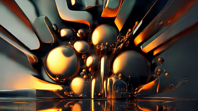 abstract, gold, Midjourney, prompt, 3d, HD wallpaper