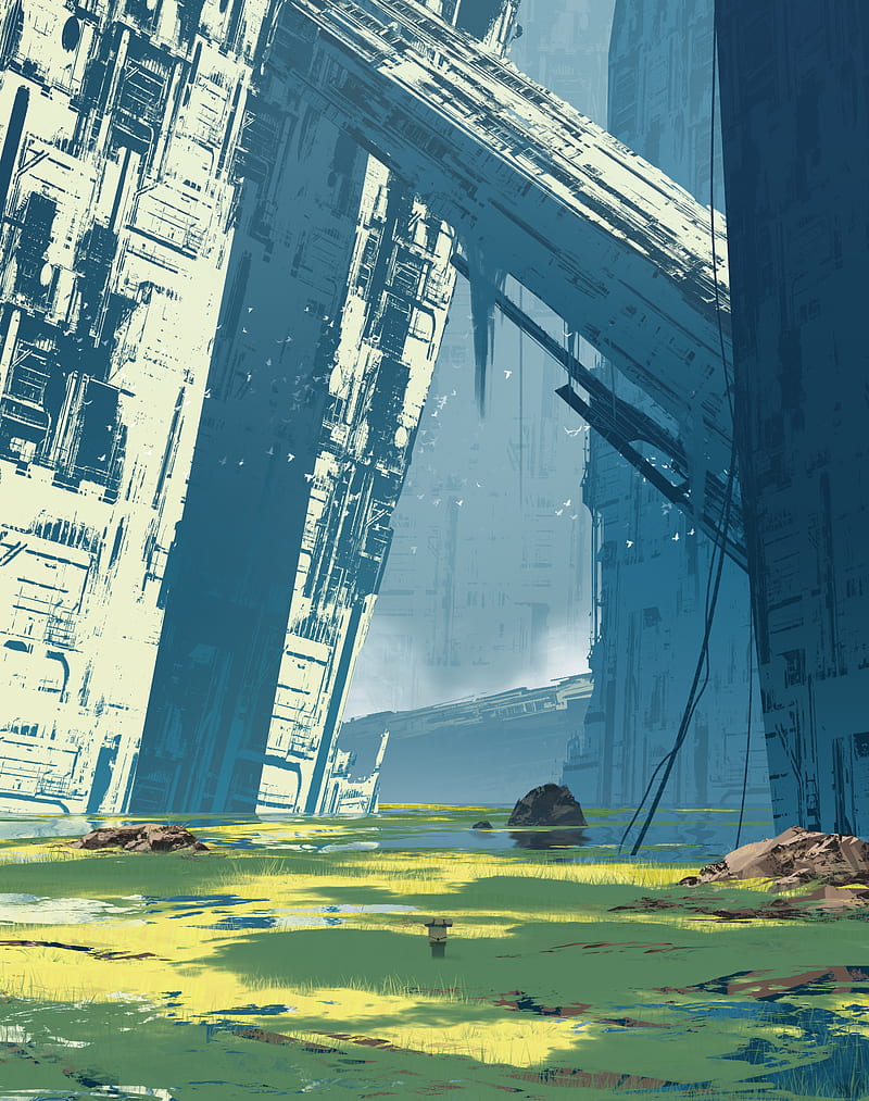 anime, grass, vertical, Asteroid (artist), HD phone wallpaper