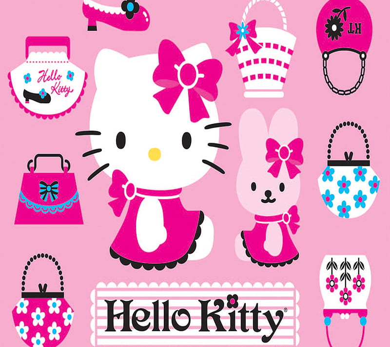 Pink aesthetic 4, cute, glitch, hallway, hello kitty, lockscreen