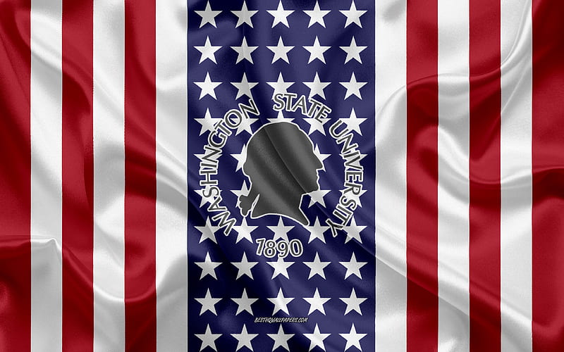 Washington State University Emblem, American Flag, Washington State University logo, Washington, USA, Washington State University, HD wallpaper