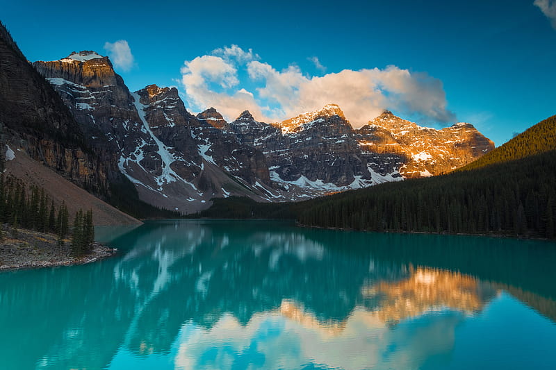 lake, mountains, forest, reflection, landscape, HD wallpaper
