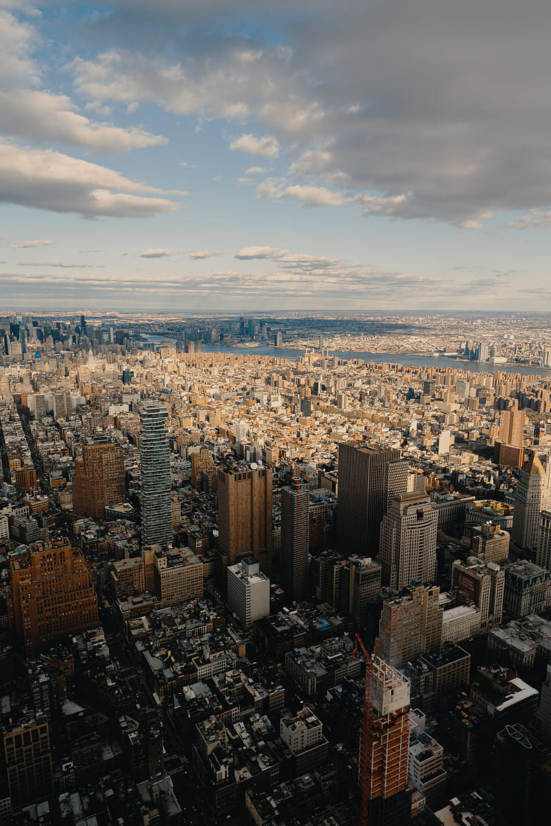 city, metropolis, aerial view, buildings, new york, HD phone wallpaper