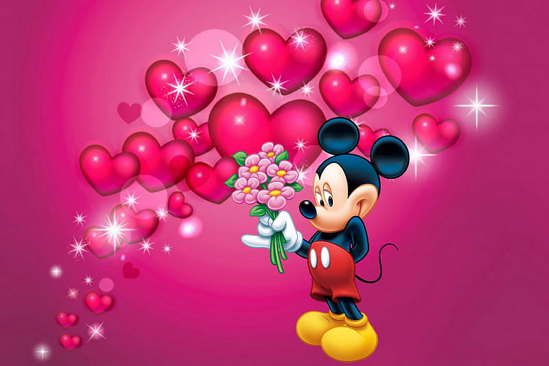 480x320px, disney, for you, corazones, lo, miki valentines, pink, valentines day, HD wallpaper
