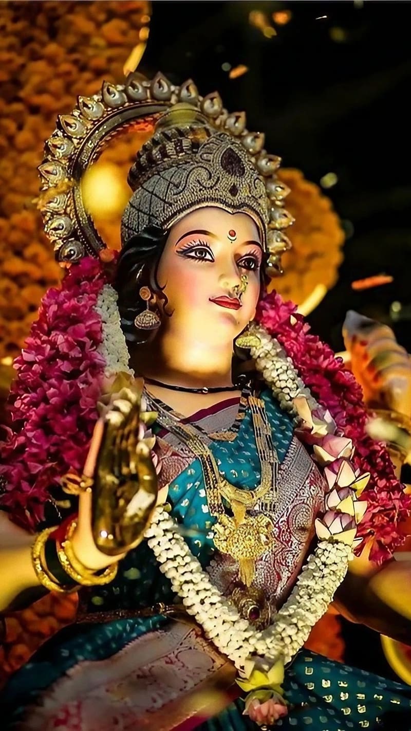 Durga Devi , Devi Maa Statue Daimond Decoration Work, devi maa, statue daimond decoration work, goddess, devotional, HD phone wallpaper