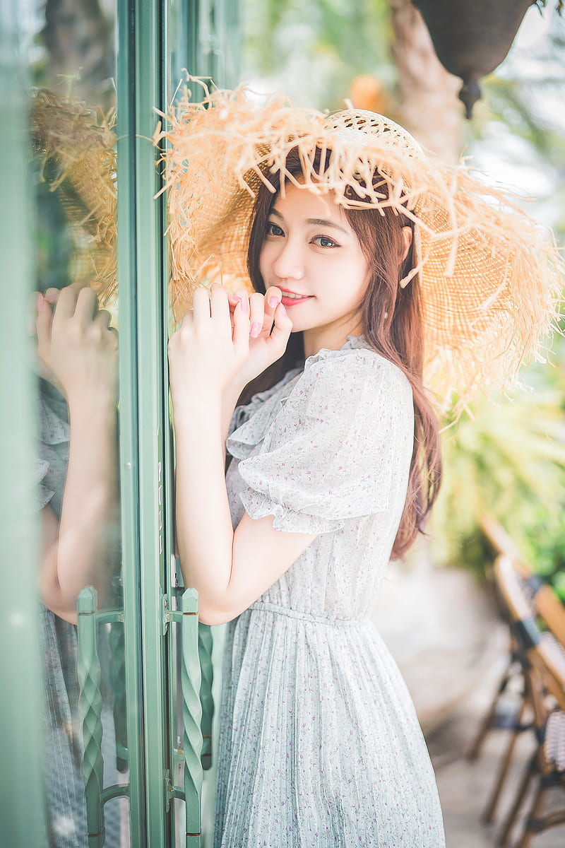 hat, smiling, model, women, Asian, HD phone wallpaper