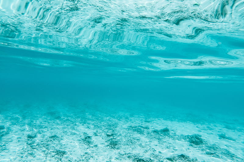 under water, depth, bottom, waves, transparent, blue, HD wallpaper