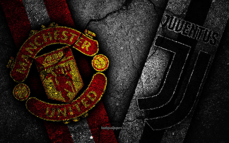 Manchester United vs Juventus, Champions League, Group Stage, Round 3, creative, Manchester United FC, Juventus FC, black stone, HD wallpaper