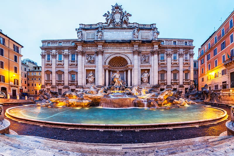 Monuments, Italy, Fountain, Building, Statue, Rome, , Trevi Fountain, HD wallpaper