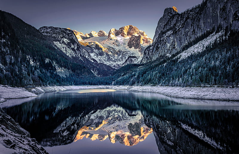 Earth, Reflection, Lake, Mountain, Nature, Winter, HD wallpaper