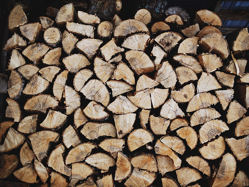 pile of brown log, HD wallpaper
